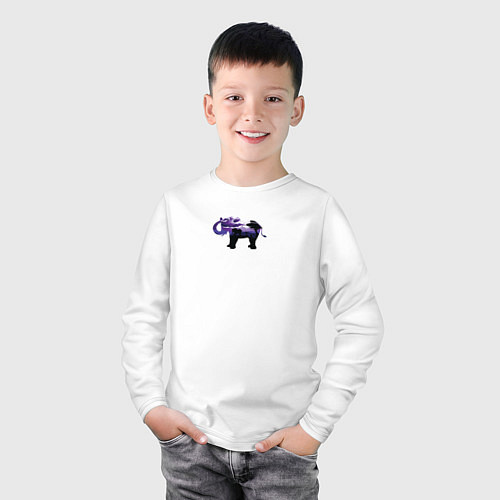 Детский лонгслив Силуэт слона и фиолетовый пейзаж / Белый – фото 3