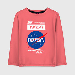 Лонгслив хлопковый детский Nasa - Logo, цвет: коралловый