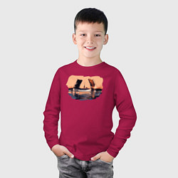 Лонгслив хлопковый детский Закат в Питере, цвет: маджента — фото 2