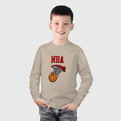 Лонгслив хлопковый детский Basketball - NBA logo, цвет: миндальный — фото 2