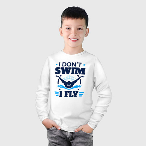 Детский лонгслив Я не плаваю я летаю / Белый – фото 3