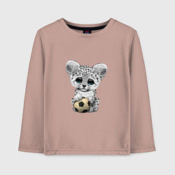 Лонгслив хлопковый детский Футбол - Снежный Леопард, цвет: пыльно-розовый
