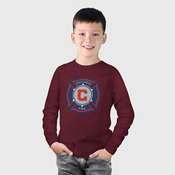 Лонгслив хлопковый детский Чикаго Файер, цвет: меланж-бордовый — фото 2