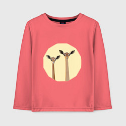 Детский лонгслив Жирафовые газели геренук на бежевом фоне