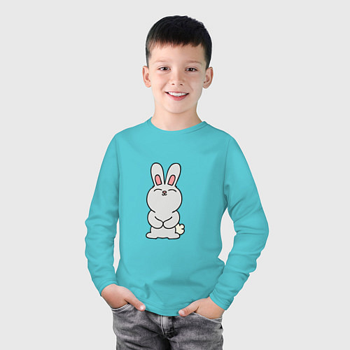 Детский лонгслив Cute Rabbit / Бирюзовый – фото 3