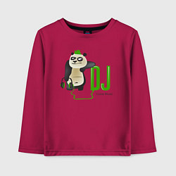 Лонгслив хлопковый детский DJ панда я люблю музыку, цвет: маджента