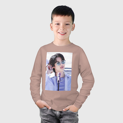 Детский лонгслив Мировой красавчик Джин / Пыльно-розовый – фото 3