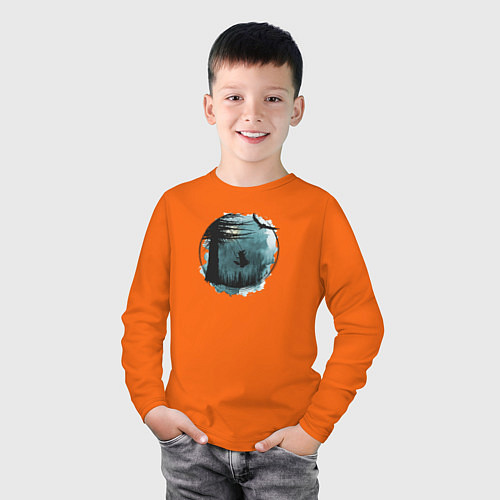 Детский лонгслив Лиса на качелях / Оранжевый – фото 3