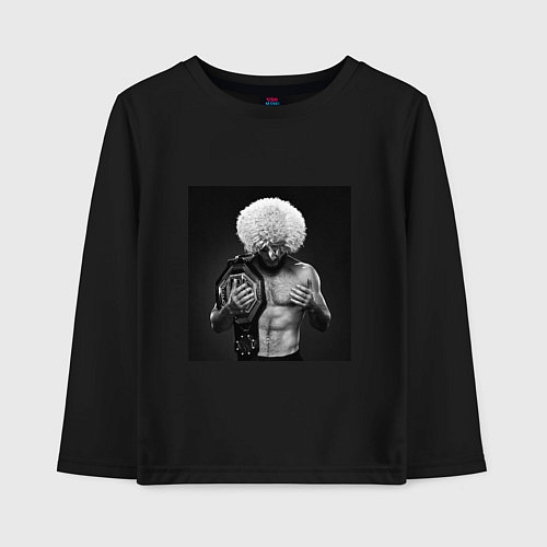 Детский лонгслив Хабиб Нурмагомедов чемпион / Черный – фото 1