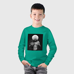 Лонгслив хлопковый детский Хабиб Нурмагомедов чемпион, цвет: зеленый — фото 2