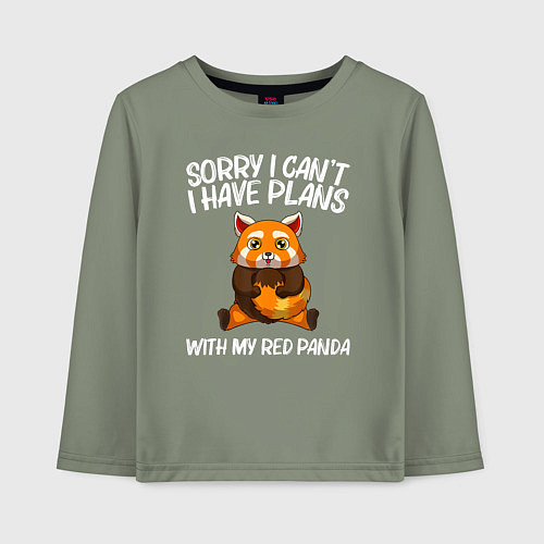 Детский лонгслив Извините у меня есть планы на мою красную панду / Авокадо – фото 1