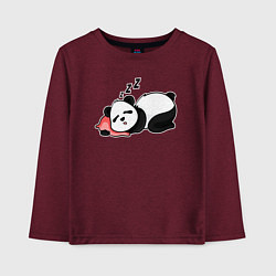 Лонгслив хлопковый детский Дрыхнущая панда, цвет: меланж-бордовый