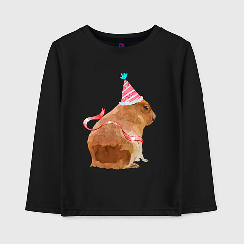 Детский лонгслив Праздничная капибара / Черный – фото 1