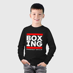 Лонгслив хлопковый детский Boxing cnockout skills light, цвет: черный — фото 2