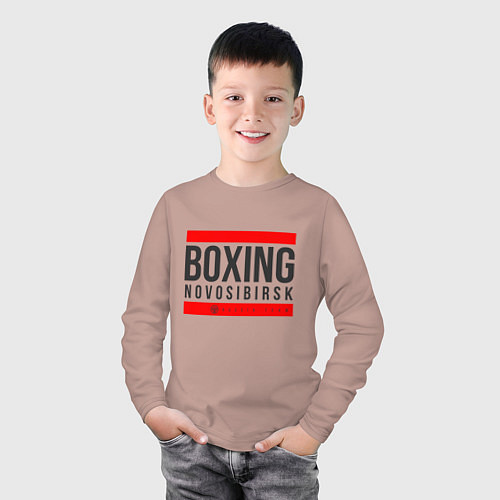 Детский лонгслив Novosibirsk boxing team / Пыльно-розовый – фото 3