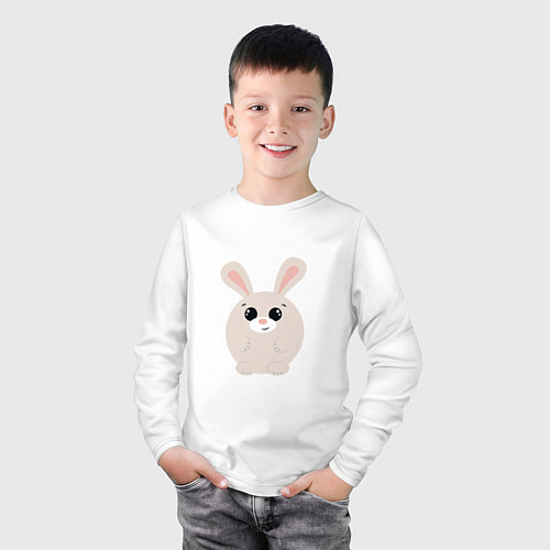 Детский лонгслив Круглый Кролик / Белый – фото 3