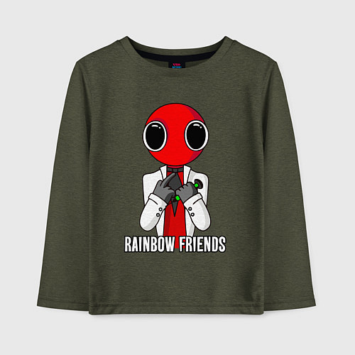 Детский лонгслив Радужные друзья - Красный / Меланж-хаки – фото 1