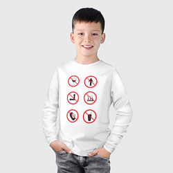 Лонгслив хлопковый детский Запрещающие знаки, цвет: белый — фото 2