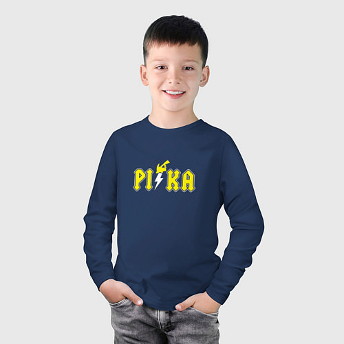 Детский лонгслив Pika Pika Pikachu / Тёмно-синий – фото 3