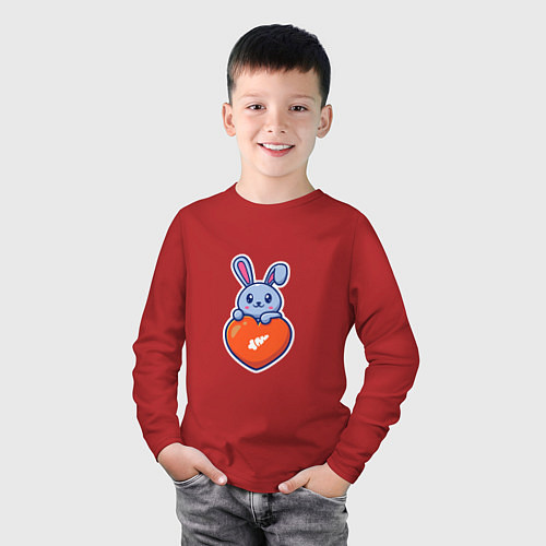 Детский лонгслив Кролик и сердечко / Красный – фото 3