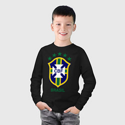 Лонгслив хлопковый детский Brasil CBF, цвет: черный — фото 2