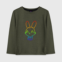 Лонгслив хлопковый детский Радужный кролик, цвет: меланж-хаки