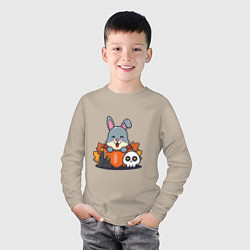 Лонгслив хлопковый детский Rabbit halloween, цвет: миндальный — фото 2