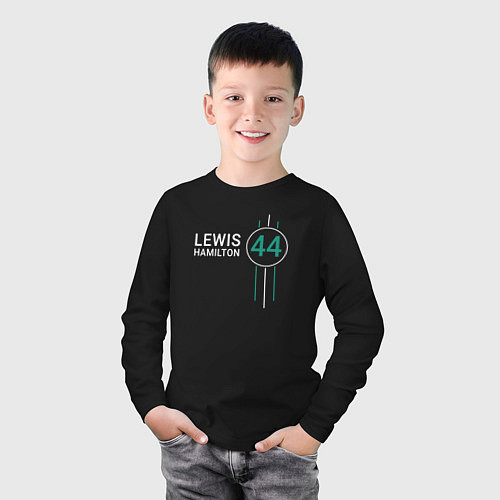 Детский лонгслив Льюис Хэмилтон 44 Формула 1 / Черный – фото 3