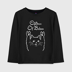 Лонгслив хлопковый детский Children of Bodom рок кот, цвет: черный