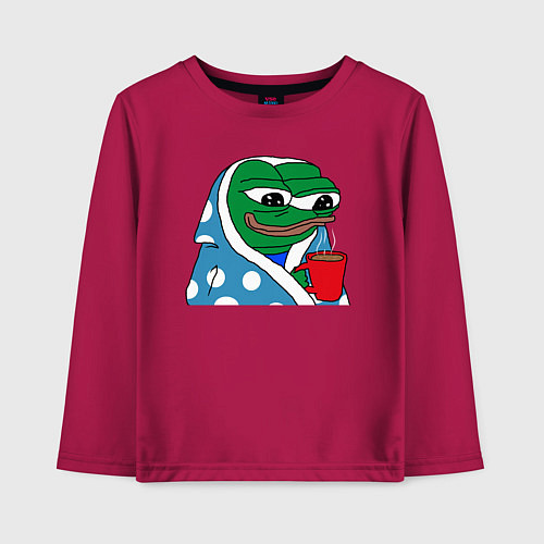 Детский лонгслив Frog Pepe мем / Маджента – фото 1