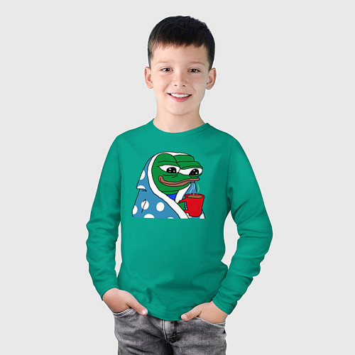 Детский лонгслив Frog Pepe мем / Зеленый – фото 3