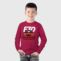 Лонгслив хлопковый детский BMW E30, цвет: маджента — фото 2