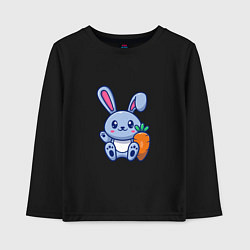 Лонгслив хлопковый детский Заяц с морковкой, цвет: черный