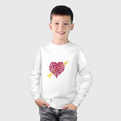 Лонгслив хлопковый детский Прямо в сердце, цвет: белый — фото 2