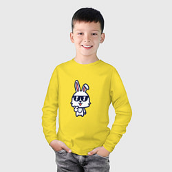 Лонгслив хлопковый детский Кролик в очках, цвет: желтый — фото 2