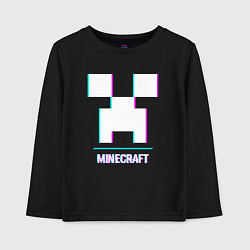 Лонгслив хлопковый детский Minecraft в стиле glitch и баги графики, цвет: черный