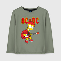 Лонгслив хлопковый детский AC DC Барт Симпсон, цвет: авокадо