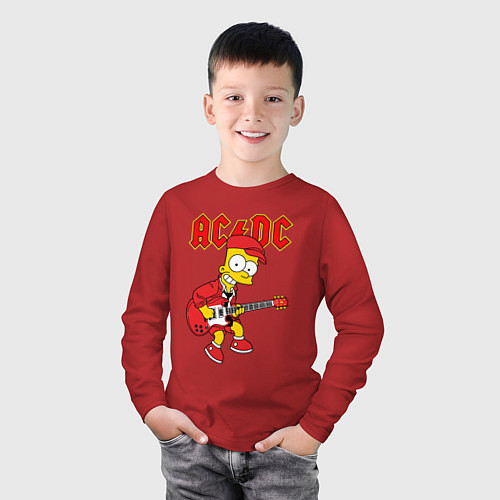Детский лонгслив AC DC Барт Симпсон / Красный – фото 3