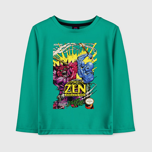 Детский лонгслив Zen - intergalactic ninja / Зеленый – фото 1