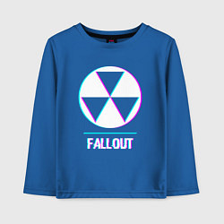 Лонгслив хлопковый детский Fallout в стиле glitch и баги графики, цвет: синий