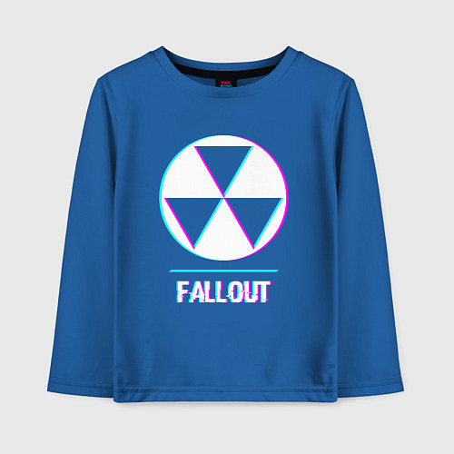 Детский лонгслив Fallout в стиле glitch и баги графики / Синий – фото 1