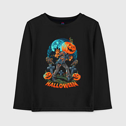 Лонгслив хлопковый детский Halloween Pumpkin, цвет: черный