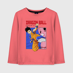 Лонгслив хлопковый детский Dragon Ball - Сон Гоку - Удар, цвет: коралловый