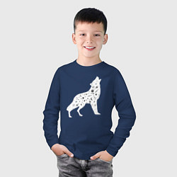 Лонгслив хлопковый детский Созвездие волка - волк из звезд, цвет: тёмно-синий — фото 2