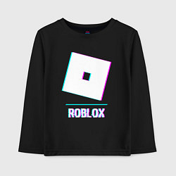 Лонгслив хлопковый детский Roblox в стиле glitch и баги графики, цвет: черный