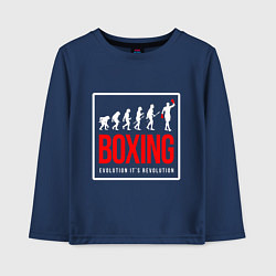 Лонгслив хлопковый детский Boxing evolution its revolution, цвет: тёмно-синий