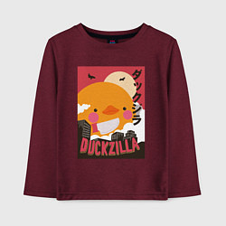 Лонгслив хлопковый детский Утка Годзилла, цвет: меланж-бордовый