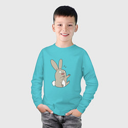 Лонгслив хлопковый детский Испуганный кролик, цвет: бирюзовый — фото 2