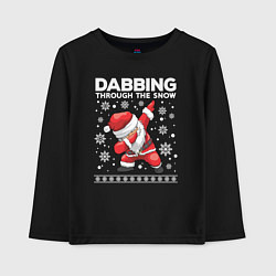 Лонгслив хлопковый детский Dabbing Santa, through the snow, цвет: черный