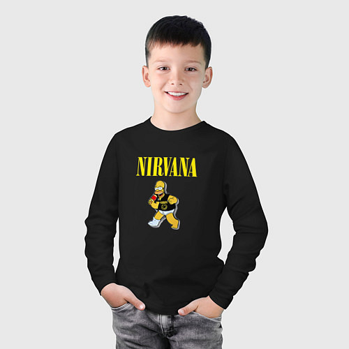 Детский лонгслив Гомер Nirvana / Черный – фото 3